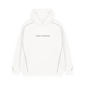 Unisex Oversized Piping Fleece Hoodie - White