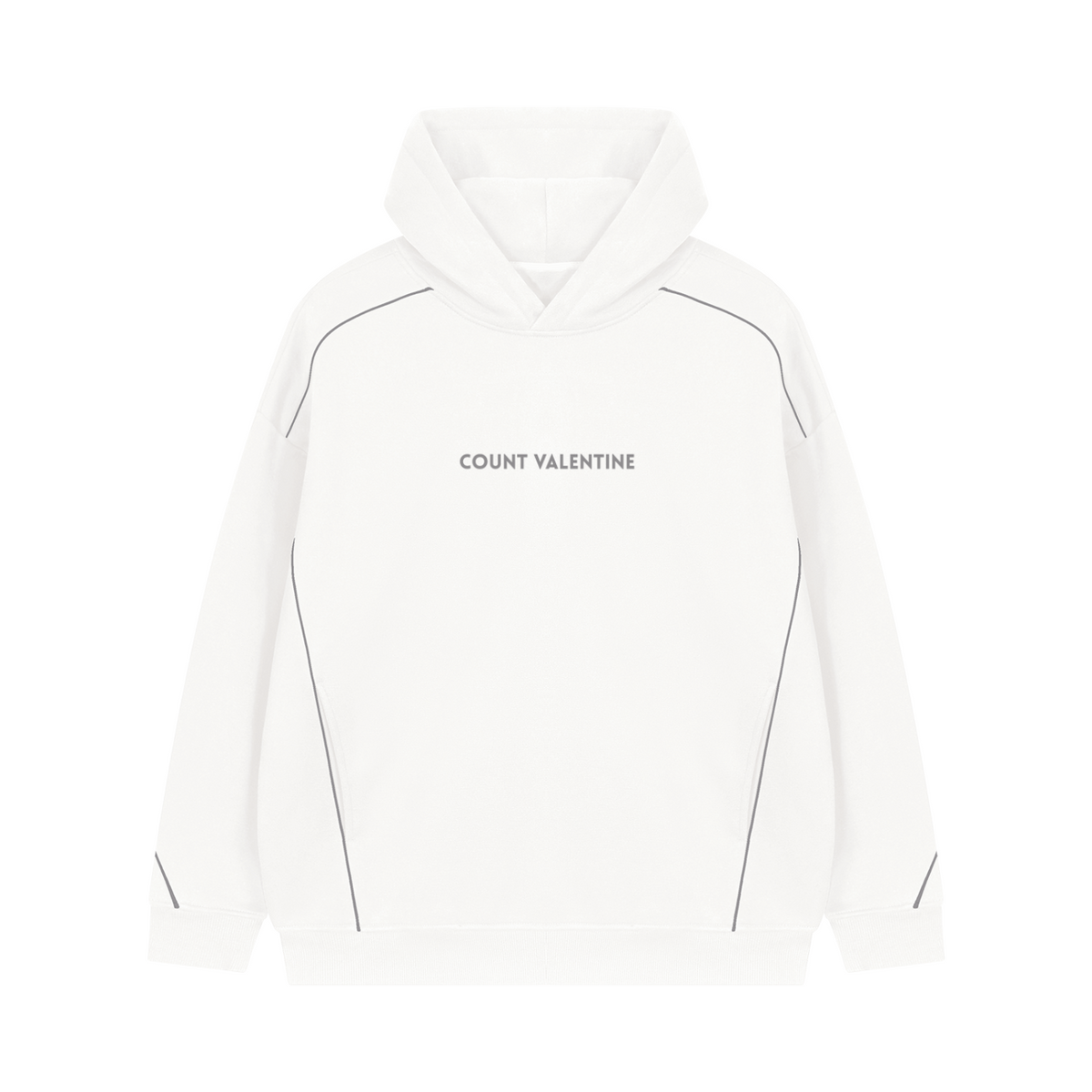 Unisex Oversized Piping Fleece Hoodie - White