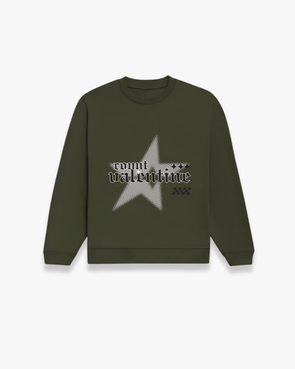OLIVE GREEN STAR SWEATSHIRT