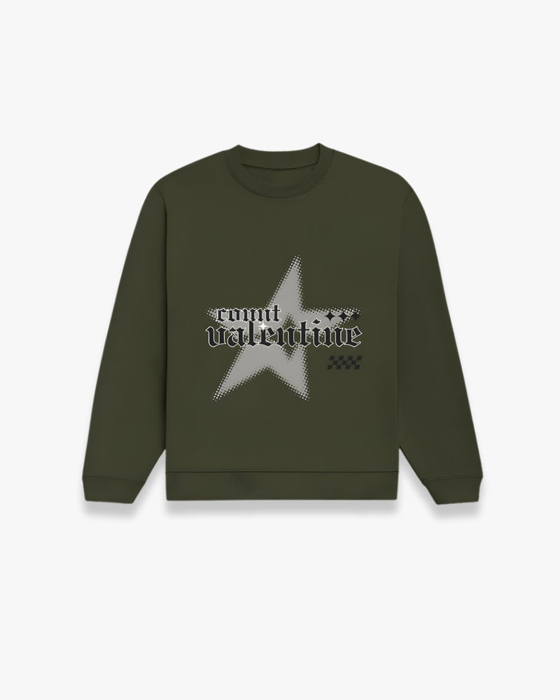 OLIVE GREEN STAR SWEATSHIRT