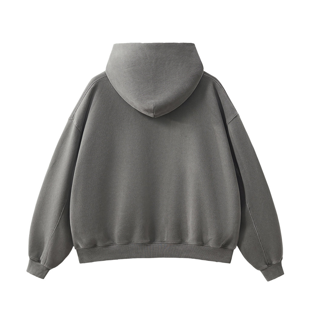 Frayed Enzyme Washed Fleece Hoodie