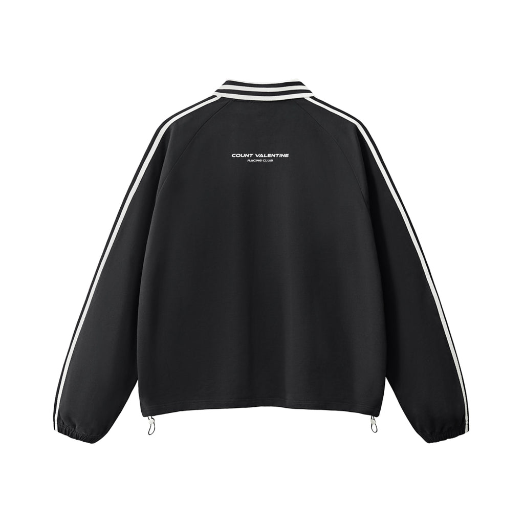 Contrast Striped Lapel Collar Sweatshirt