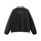Contrast Striped Lapel Collar Sweatshirt