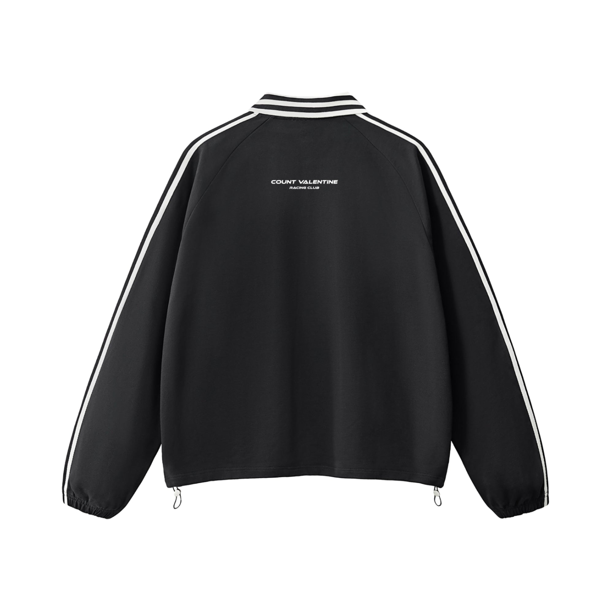 Contrast Striped Lapel Collar Sweatshirt