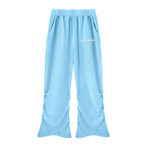 Coffee Club Vintage Wash Sweatpants - Sky Blue, front view | ruched sweatpants by Count Valentine