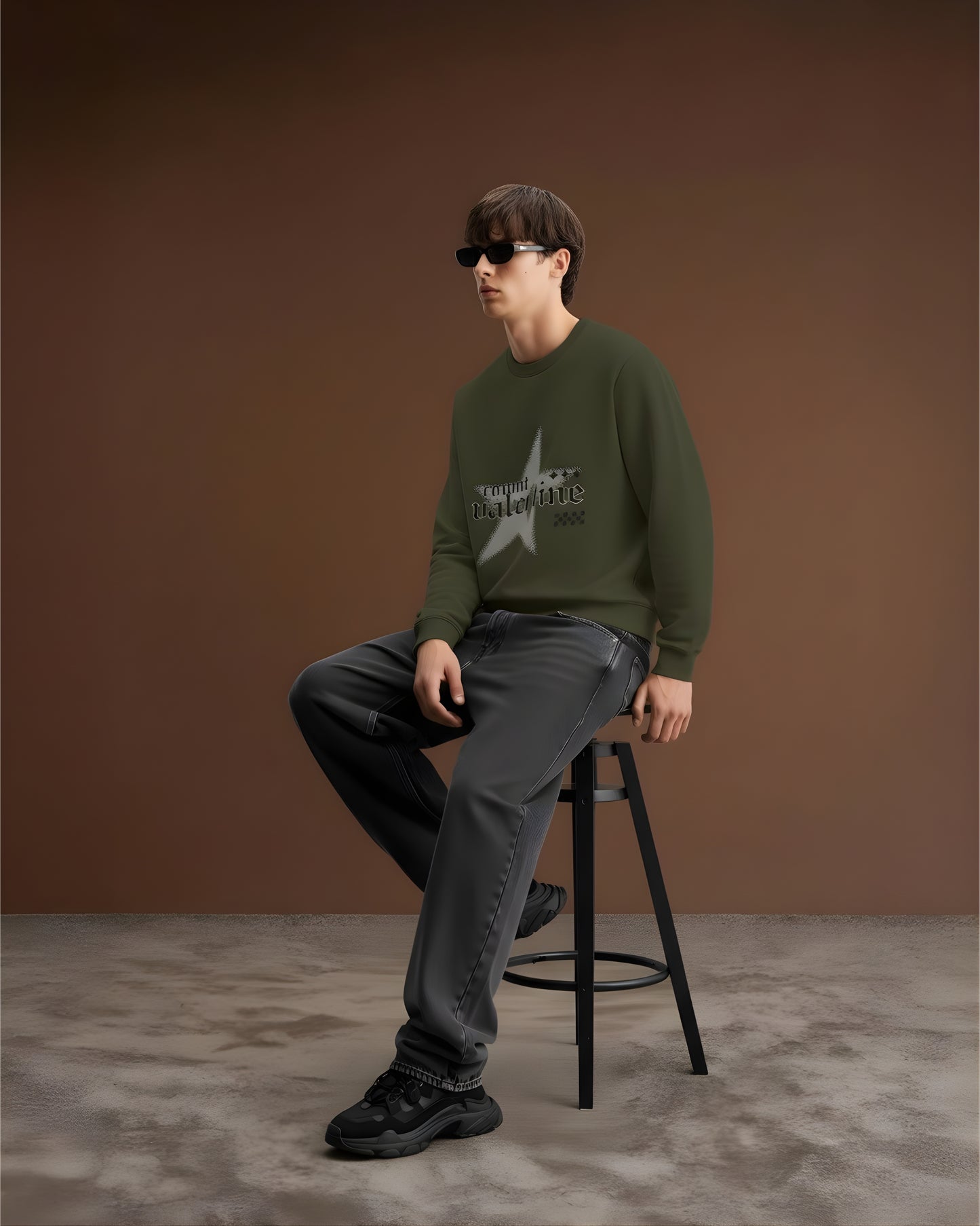 Green Olive Star Unisex Sweatshirt