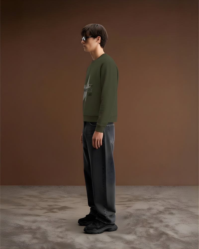 Green Olive Star Unisex Sweatshirt