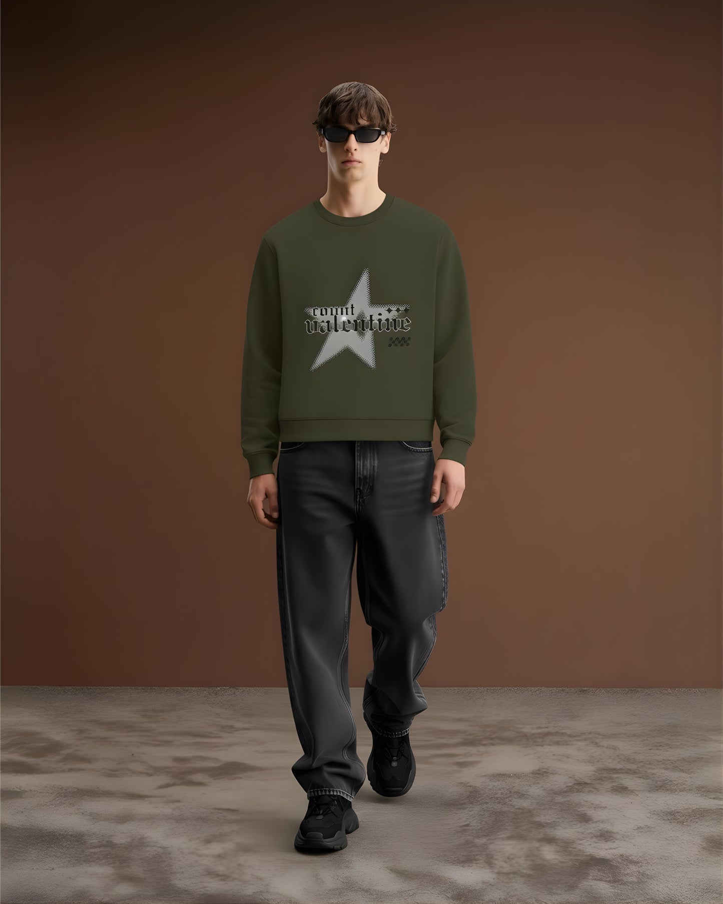 Green Olive Star Unisex Sweatshirt
