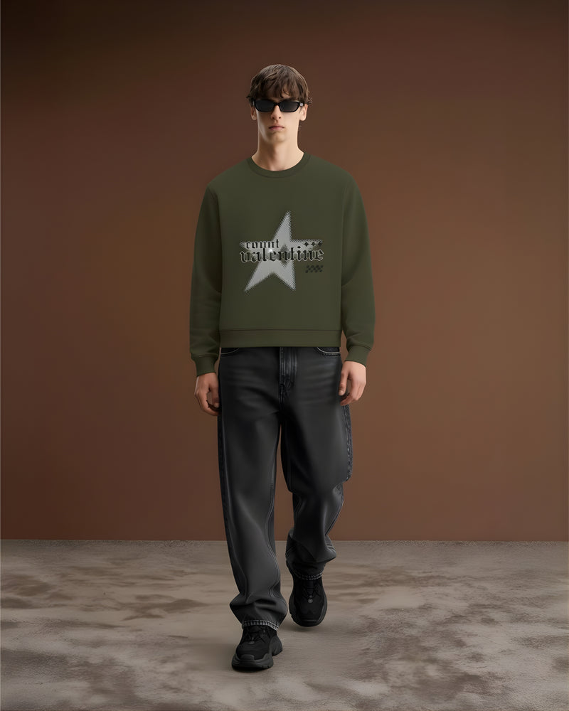 Green Olive Star Unisex Sweatshirt