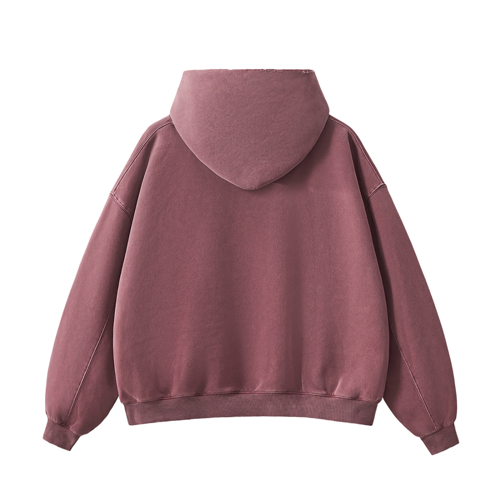 Frayed Enzyme Washed Fleece Hoodie