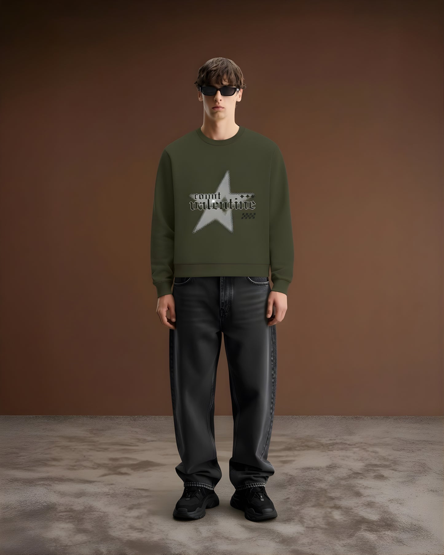 Green Olive Star Unisex Sweatshirt