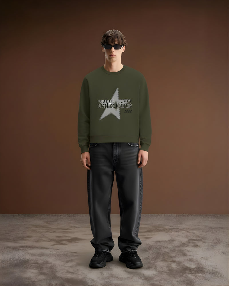 Green Olive Star Unisex Sweatshirt
