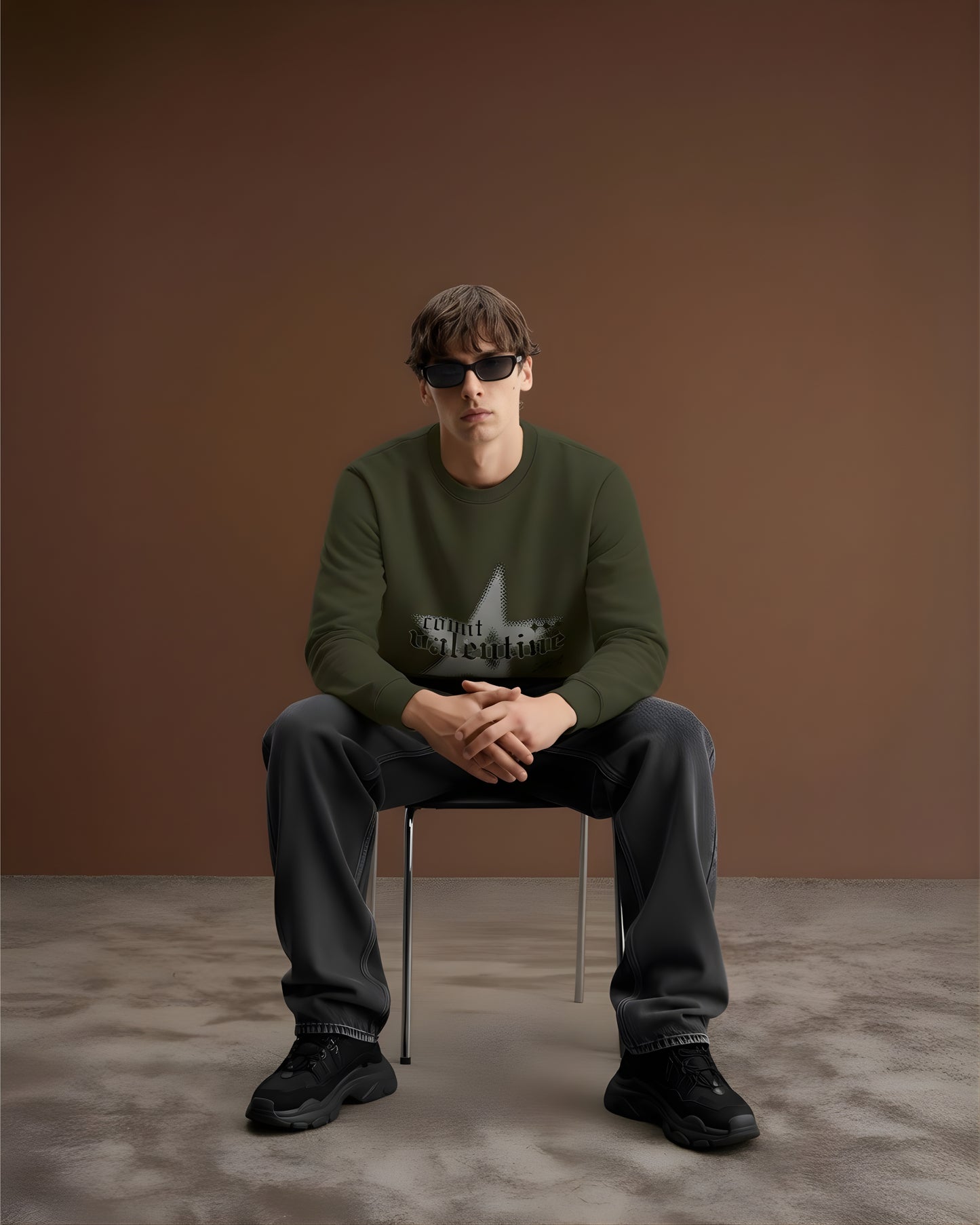 Green Olive Star Unisex Sweatshirt