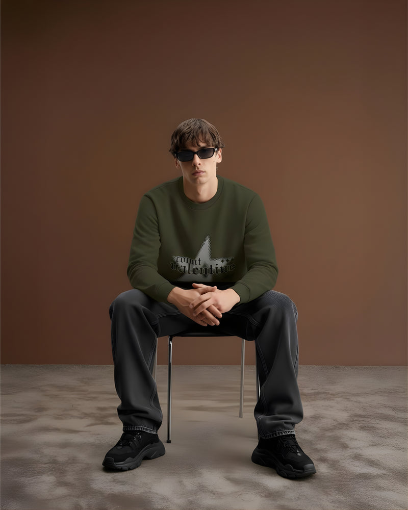 Green Olive Star Unisex Sweatshirt