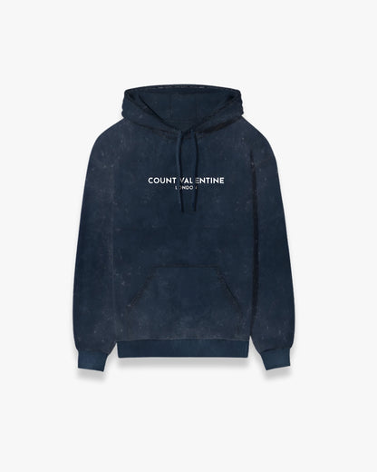 NAVY BLUE ACID WASHED HOODIE