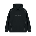Unisex Oversized Piping Fleece Hoodie - Black