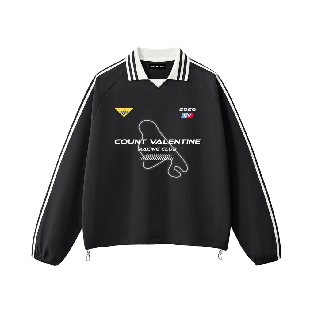 Contrast Striped Lapel Collar Sweatshirt