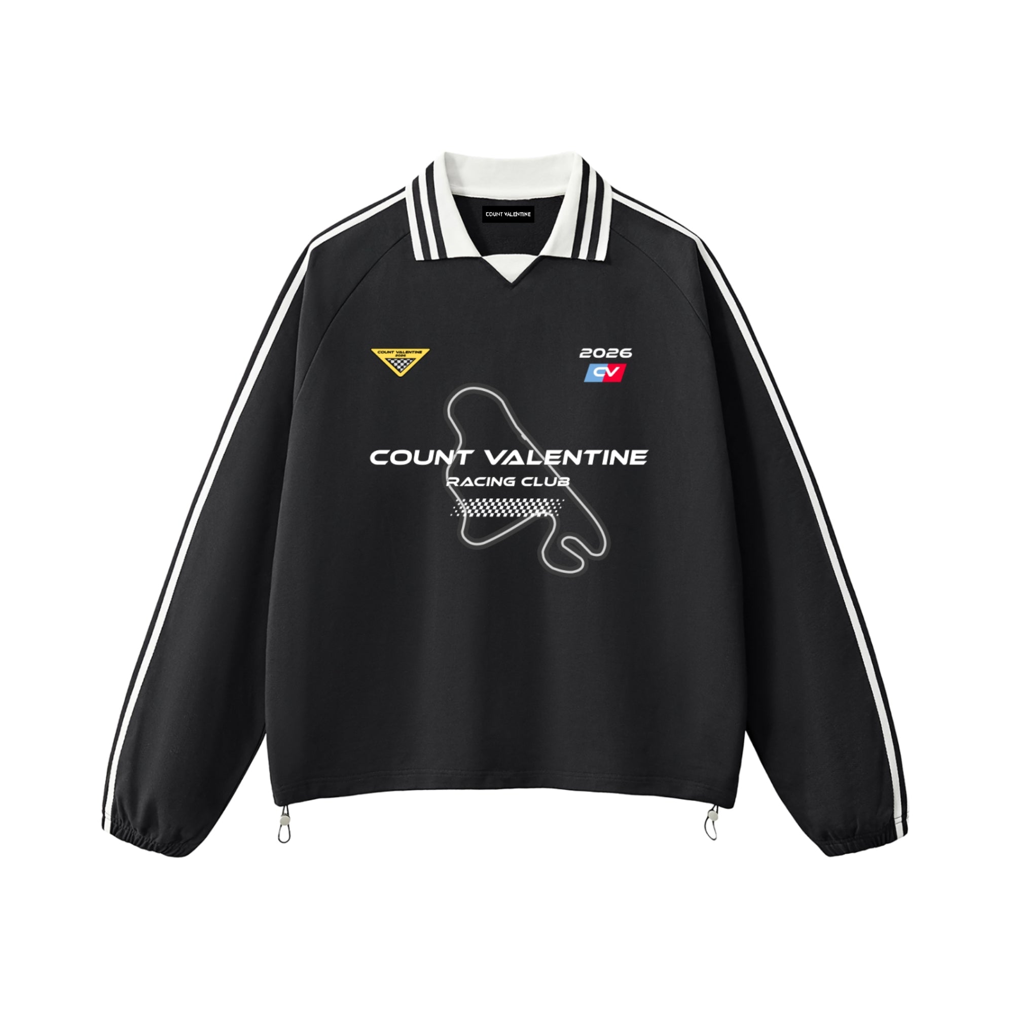 Contrast Striped Lapel Collar Sweatshirt