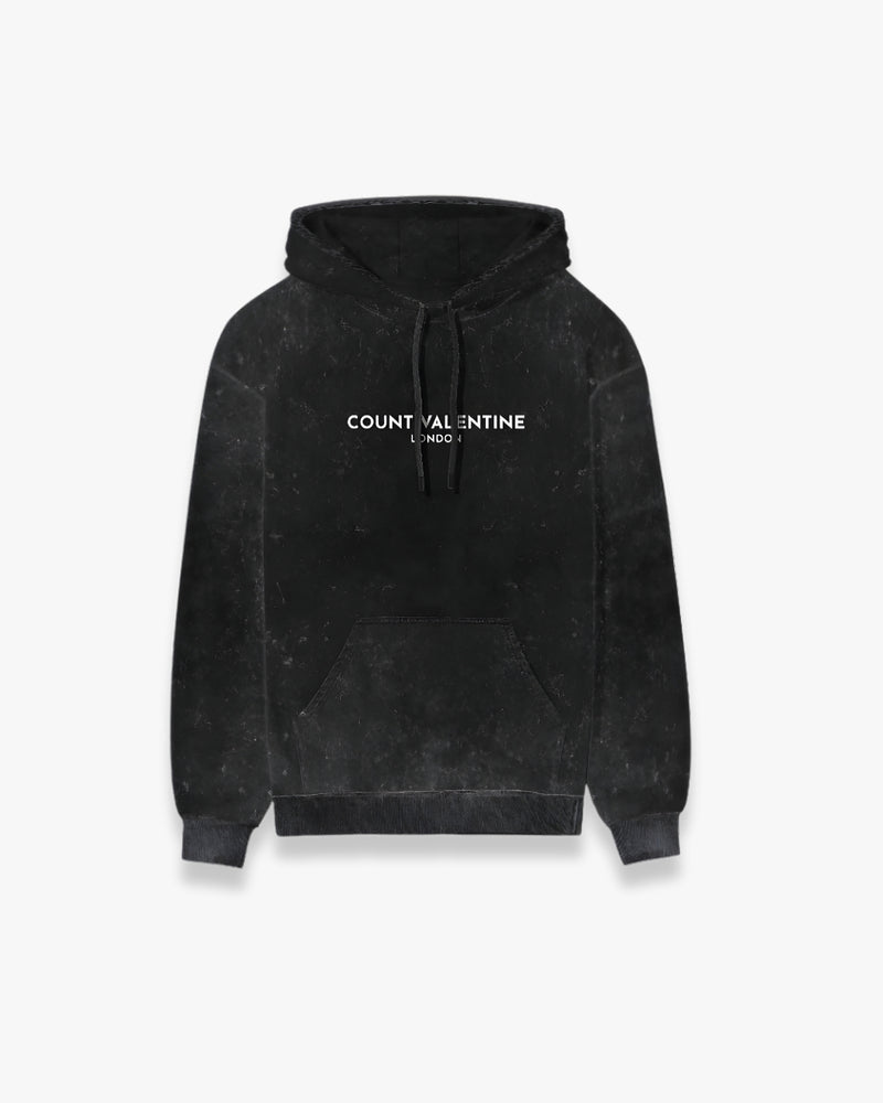 CHARCOAL BLACK ACID WASHED HOODIE