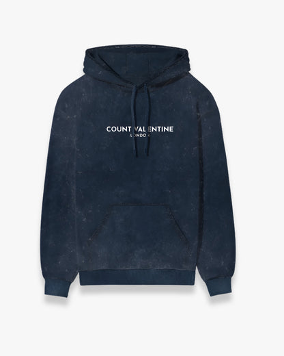 Navy Blue Unisex Acid Washed Hoodie