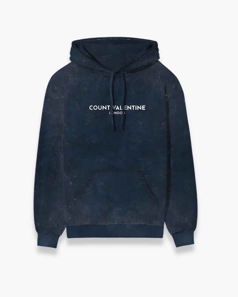 Navy Blue Unisex Acid Washed Hoodie