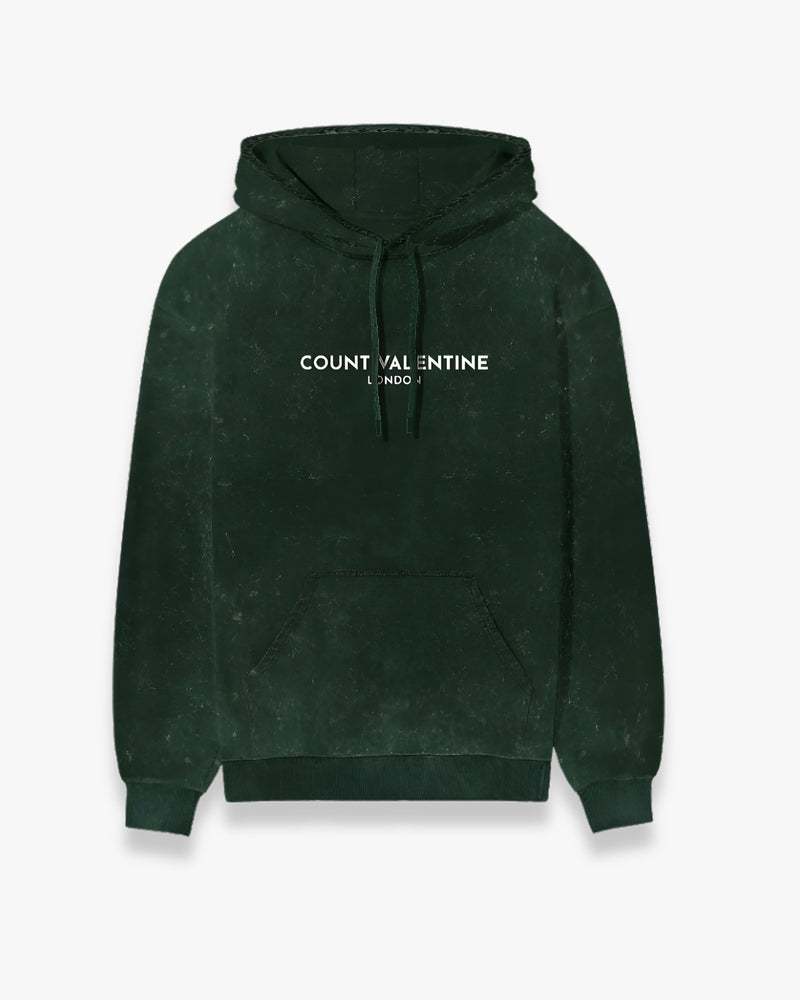 Bottle Green Unisex Acid Washed Hoodie