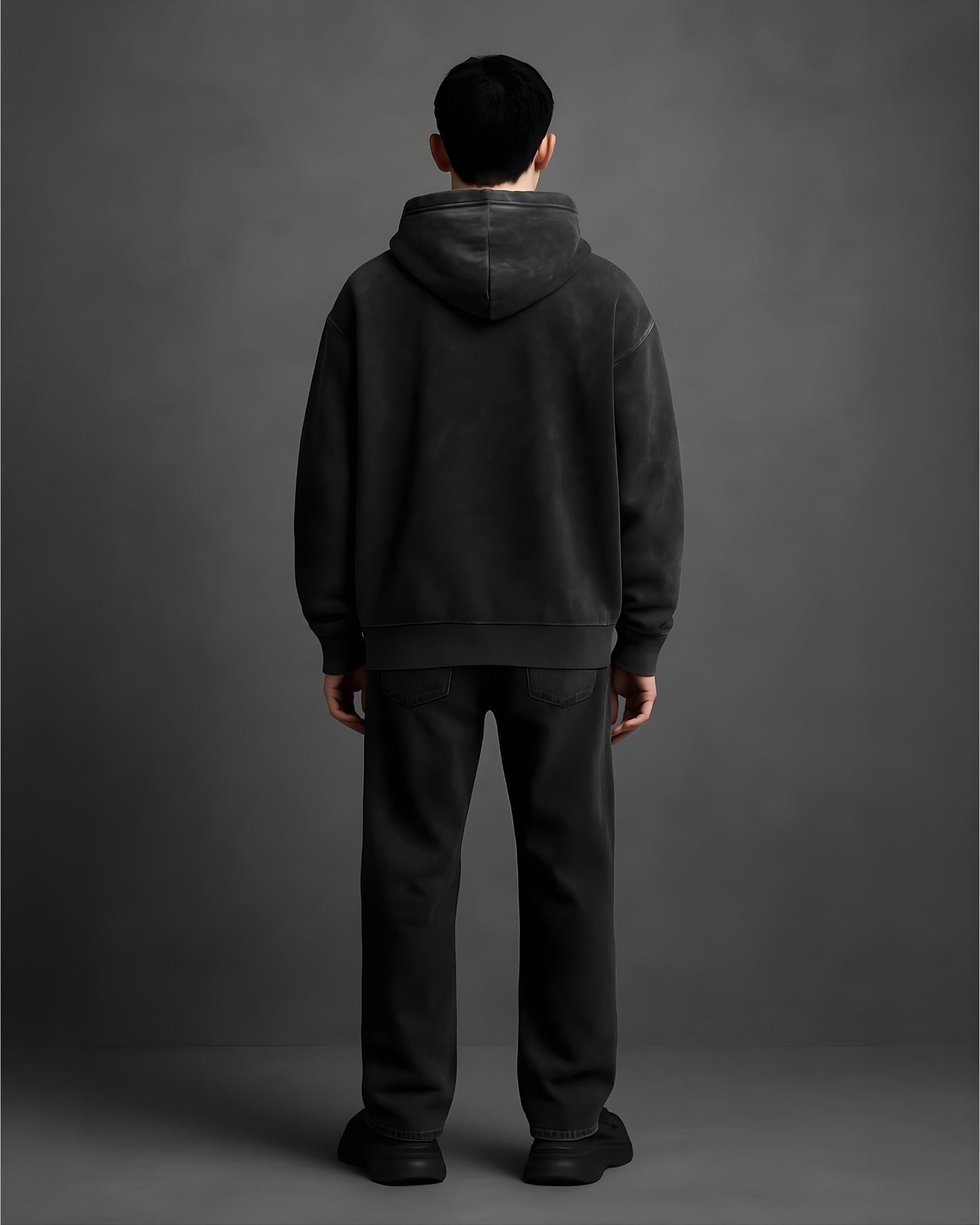 Charcoal Black Unisex Acid Washed Hoodie