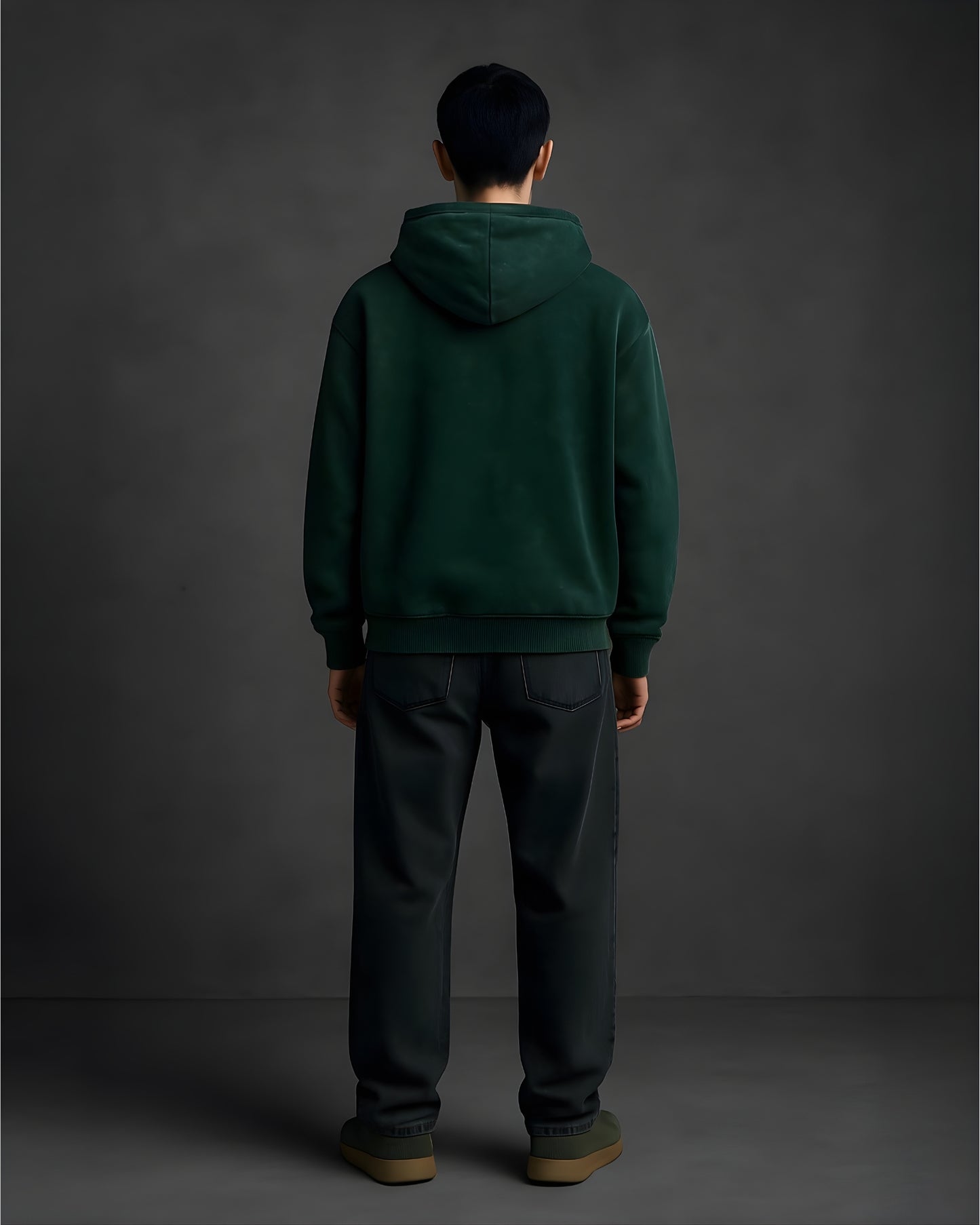 Bottle Green Unisex Acid Washed Hoodie