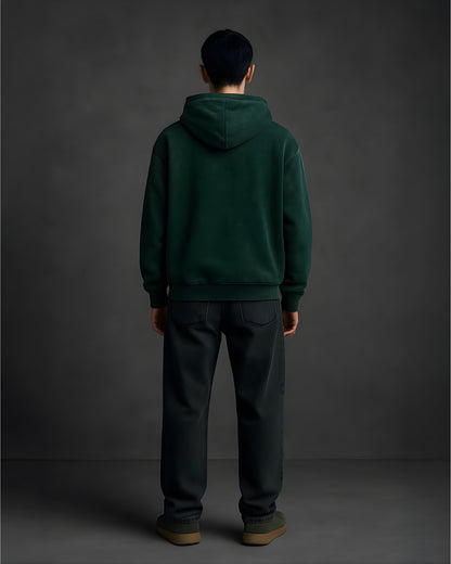 Bottle Green Unisex Acid Washed Hoodie