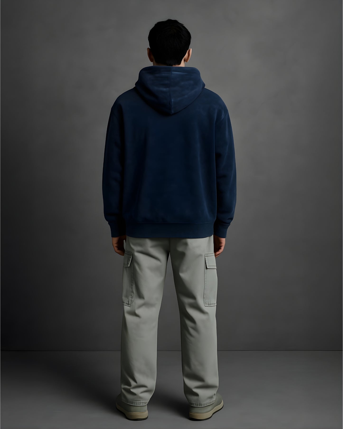 Navy Blue Unisex Acid Washed Hoodie