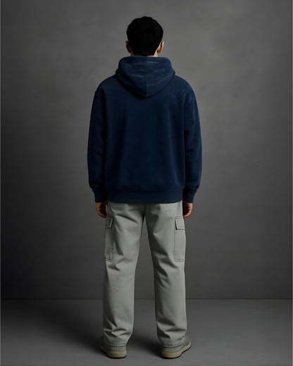 Navy Blue Unisex Acid Washed Hoodie