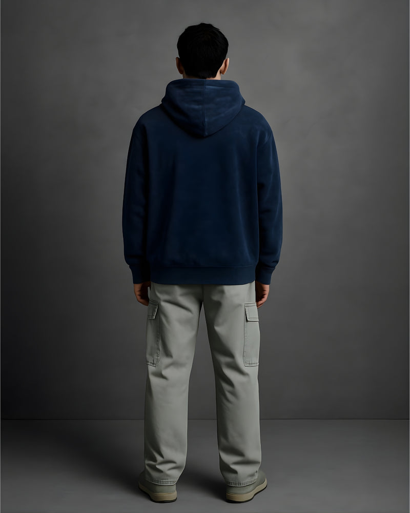 Navy Blue Unisex Acid Washed Hoodie