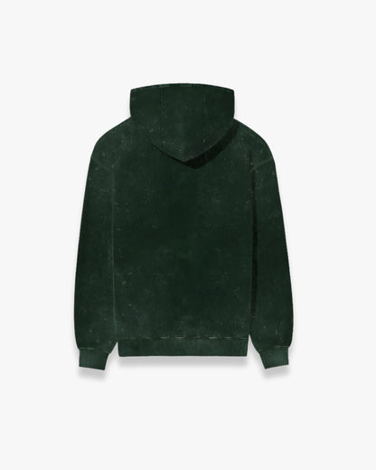 BOTTLE GREEN ACID WASHED HOODIE