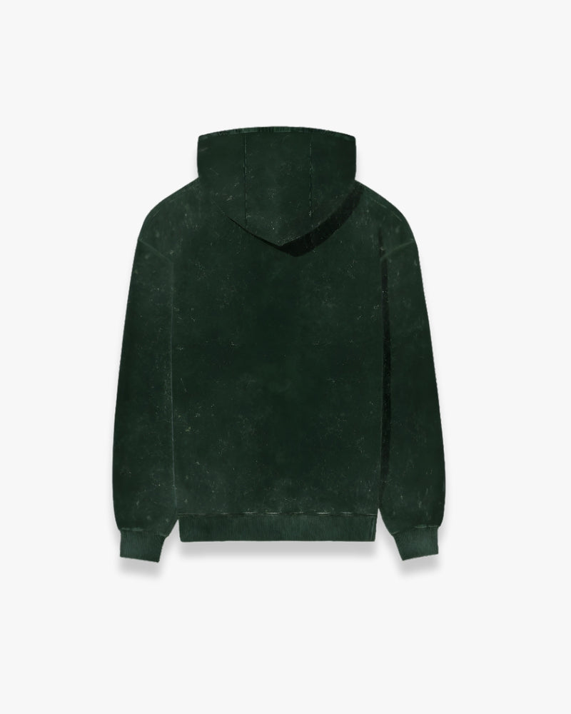 BOTTLE GREEN ACID WASHED HOODIE