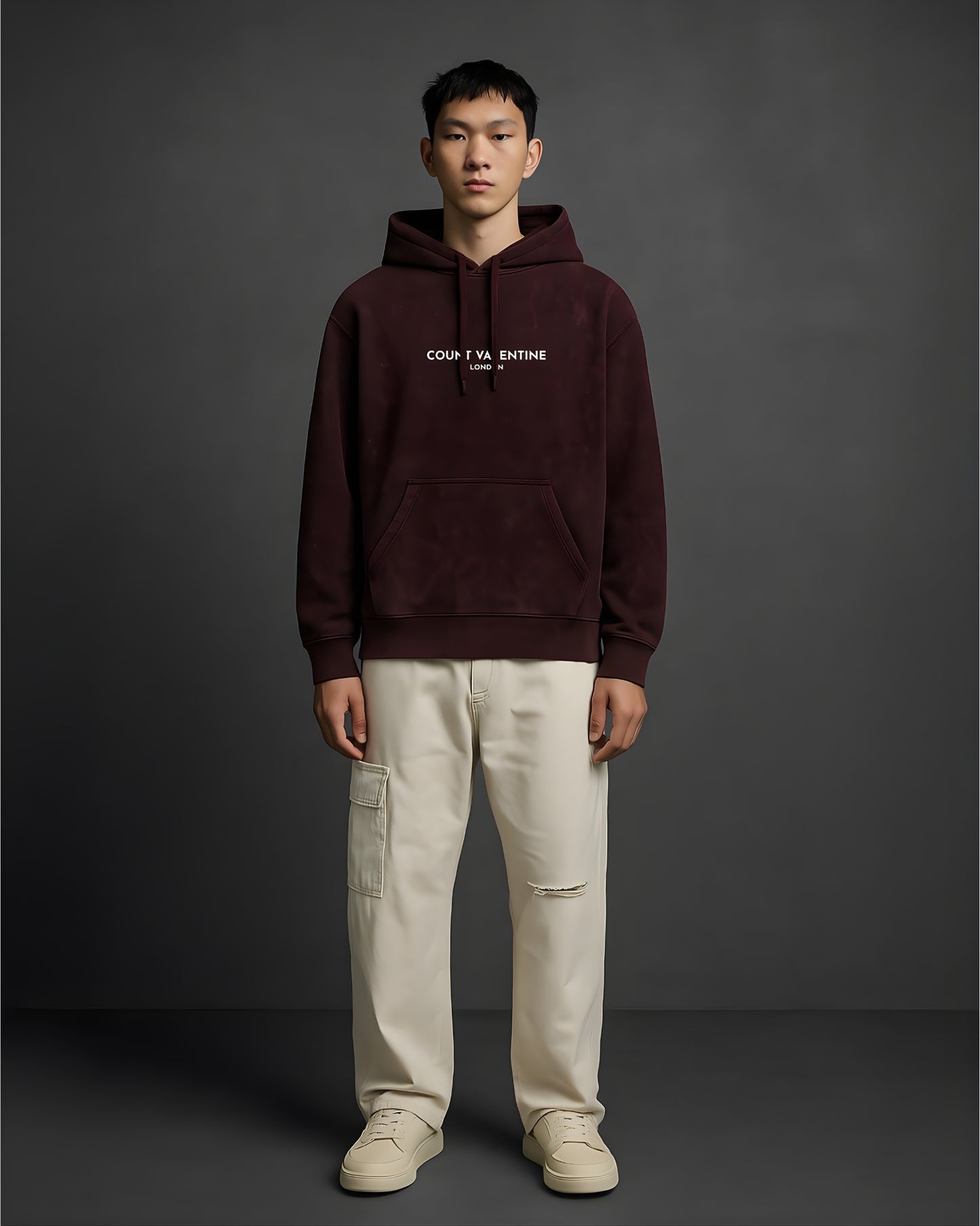 Maroon Unisex Acid Washed Hoodie