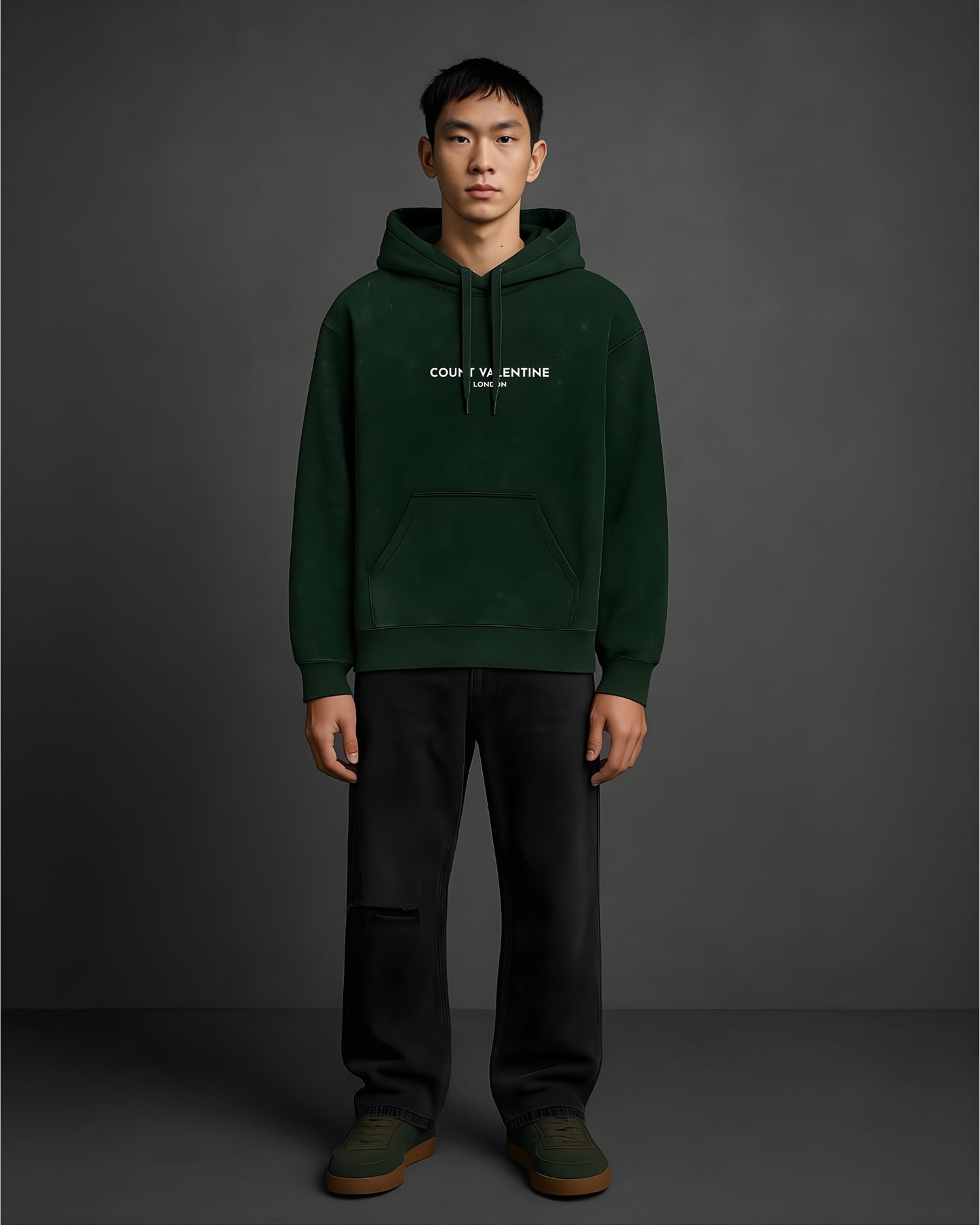 Bottle Green Unisex Acid Washed Hoodie