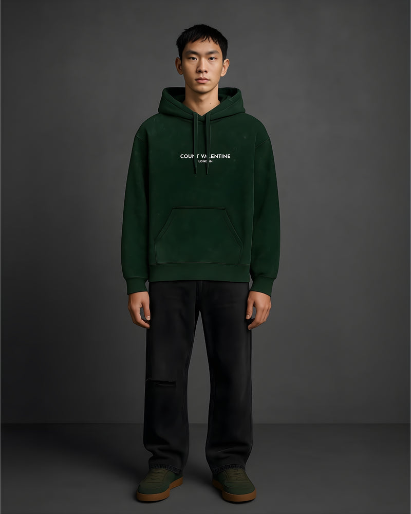 Bottle Green Unisex Acid Washed Hoodie