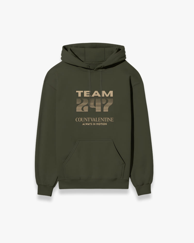 TEAM 247 OLIVE GREEN PERFORMANCE HOODIE