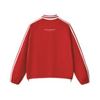 Contrast Striped Lapel Collar Sweatshirt
