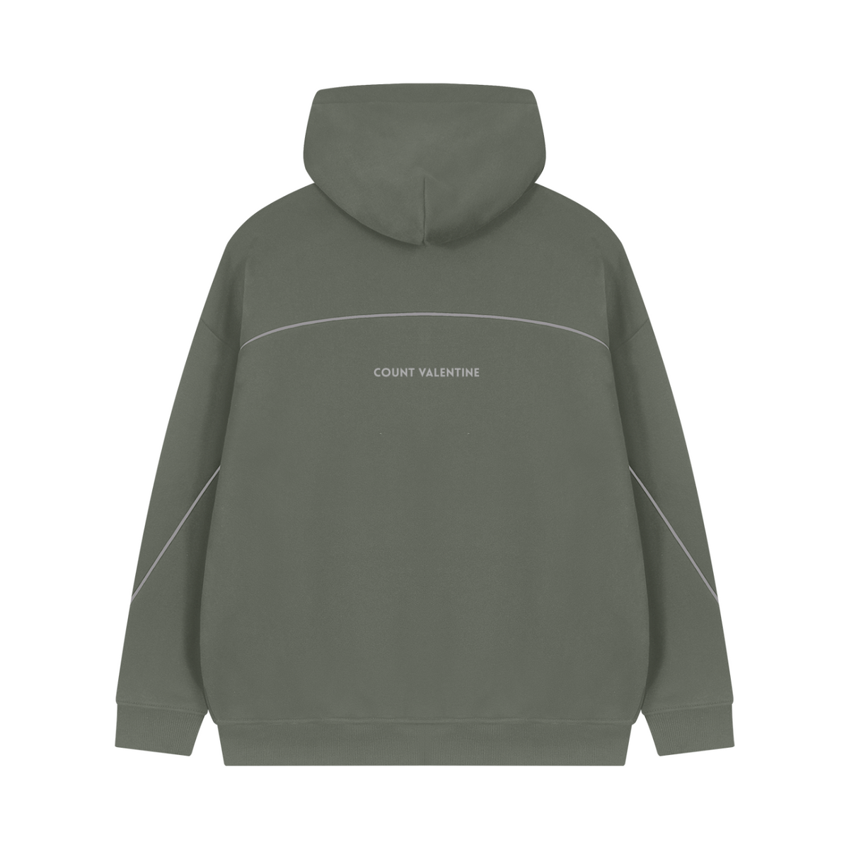 Unisex Oversized Piping Fleece Hoodie - Sage Grey