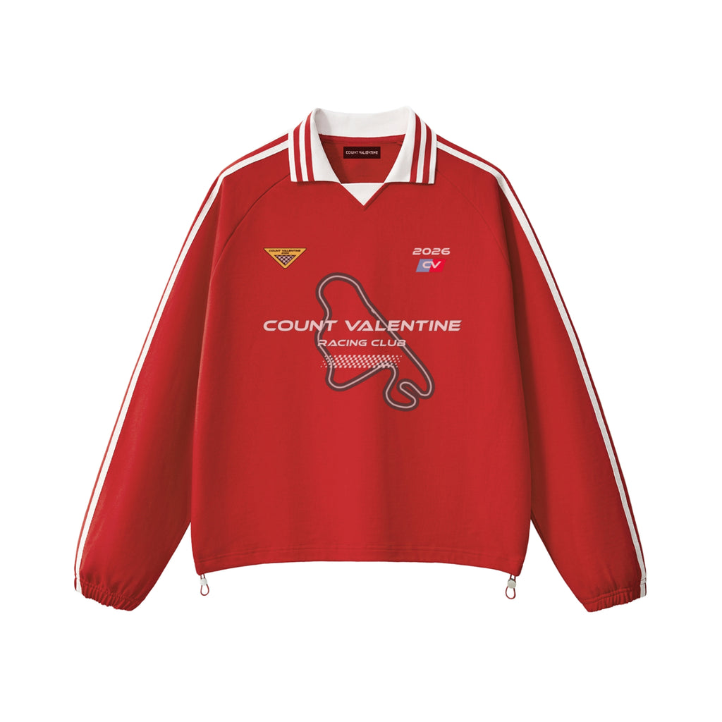 Contrast Striped Lapel Collar Sweatshirt