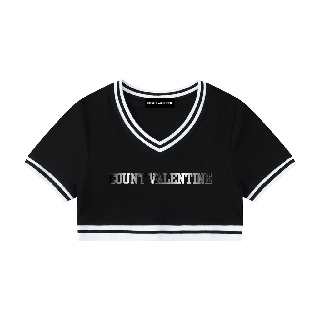 Women's Color Block V-Neck Crop T-Shirt
