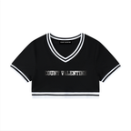 Women's Color Block V-Neck Crop T-Shirt