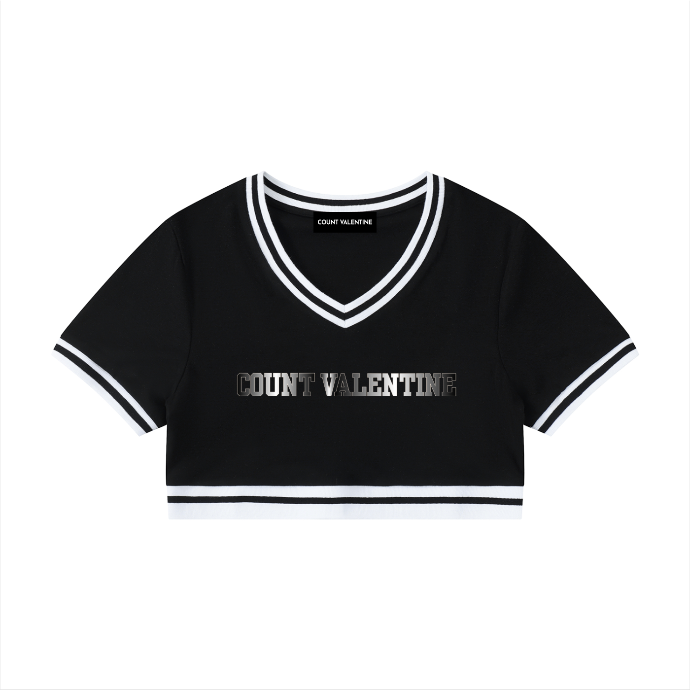 Women's Color Block V-Neck Crop T-Shirt