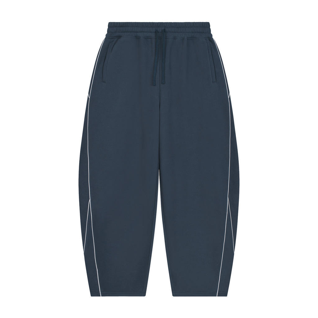 Unisex Piping Fleece Barrel Leg Sweatpants