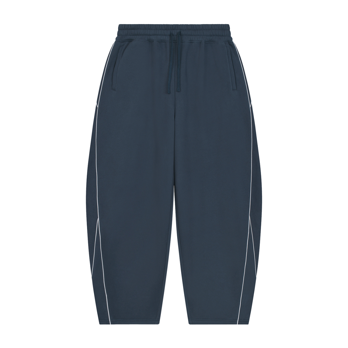 Unisex Piping Fleece Barrel Leg Sweatpants