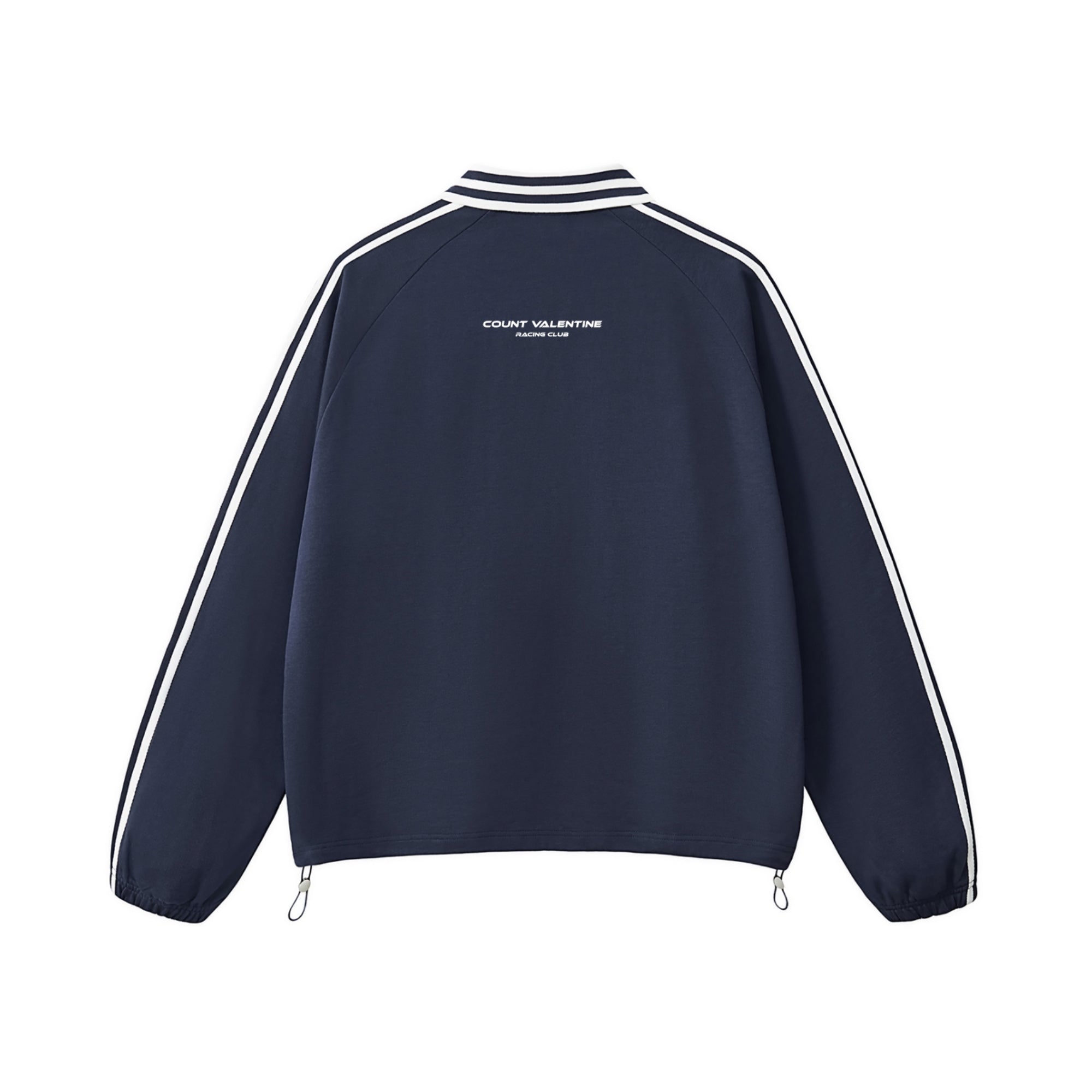 Contrast Striped Lapel Collar Sweatshirt