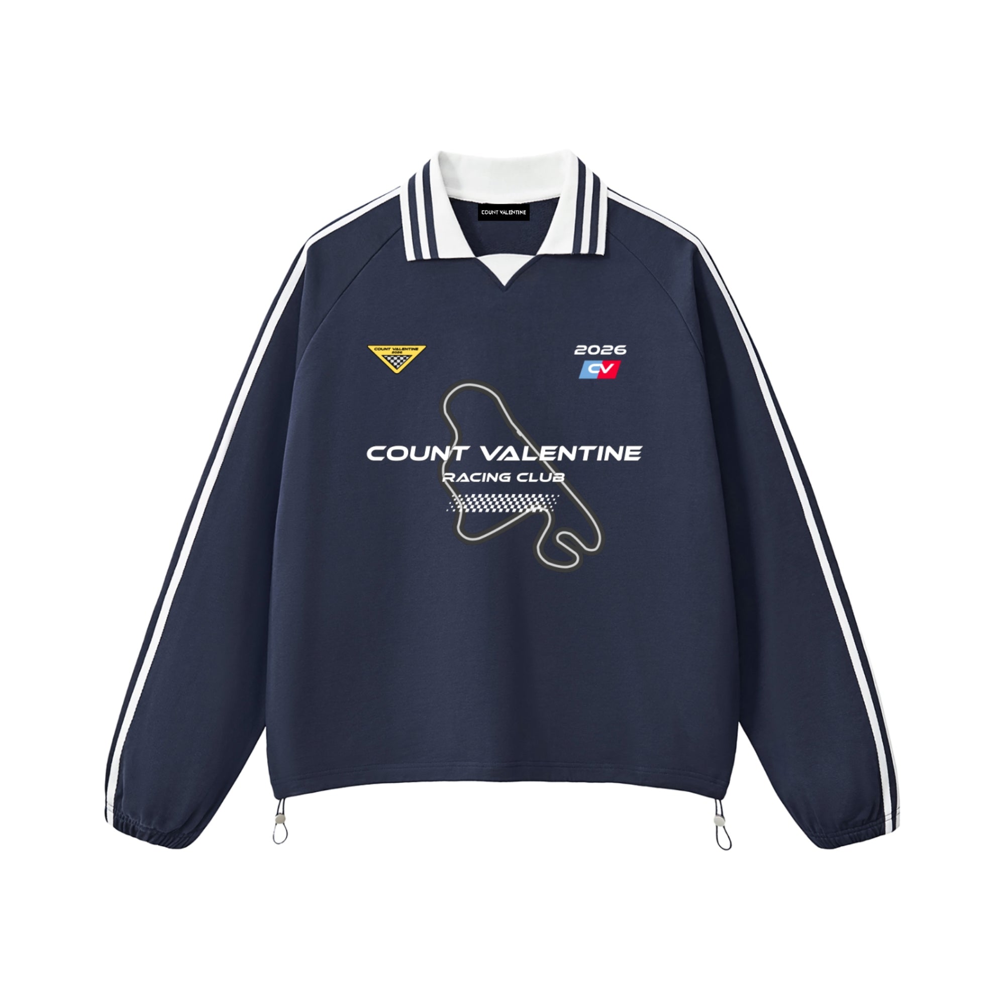 Contrast Striped Lapel Collar Sweatshirt