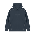 Unisex Oversized Piping Fleece Hoodie - Navy