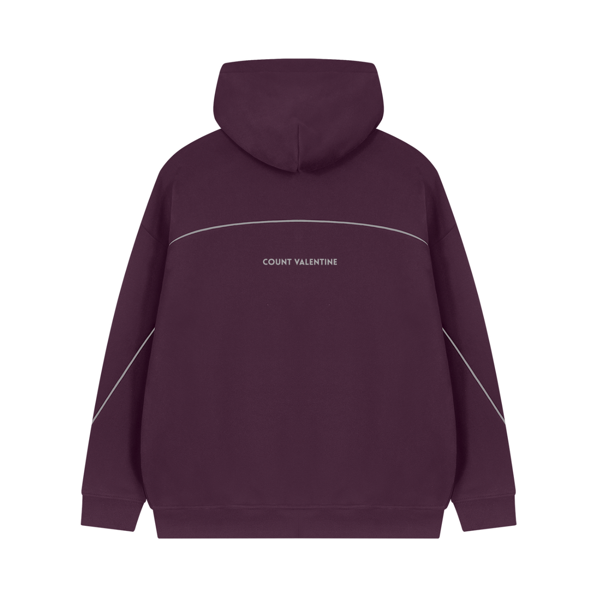 Unisex Oversized Piping Fleece Hoodie - Dark Purple